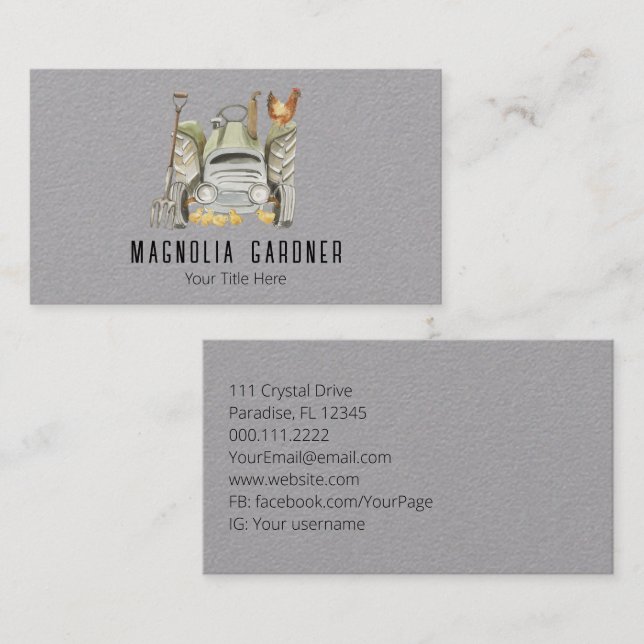  för lantbrukstraktor Chickens Organic  Visitkort (Fram/baksida)