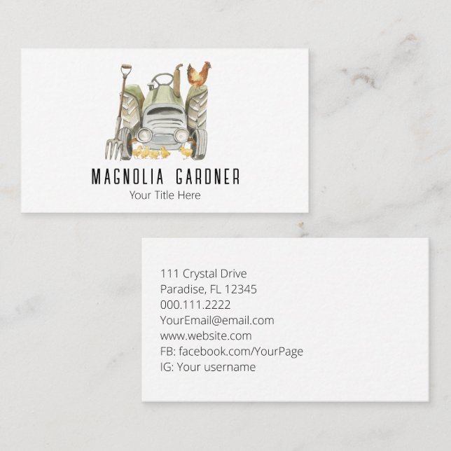  för lantbrukstraktor Chickens Organic  Visitkort (Fram/baksida)