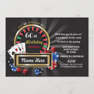 För Las Vegas för kasinonattfödelsedag party Inbjudningar