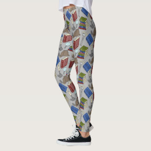 För läsare är Mystery Novels Bokar mönstrad Leggings