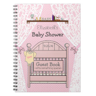 För lathundbaby shower för rosa land Themed bok Anteckningsbok