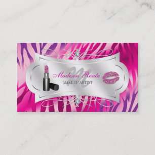 För lavendelglitter för zebra tryck Fuchsia Visitkort