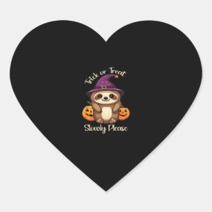 För Lazy för att vara Scary Cute Halloween Sloth C Hjärtformat Klistermärke