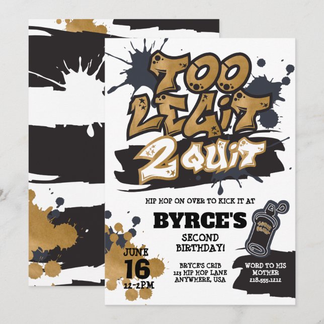 För Legit för att Sluta Födelsedagsinbjudan Inbjudningar (Fram/baksida)