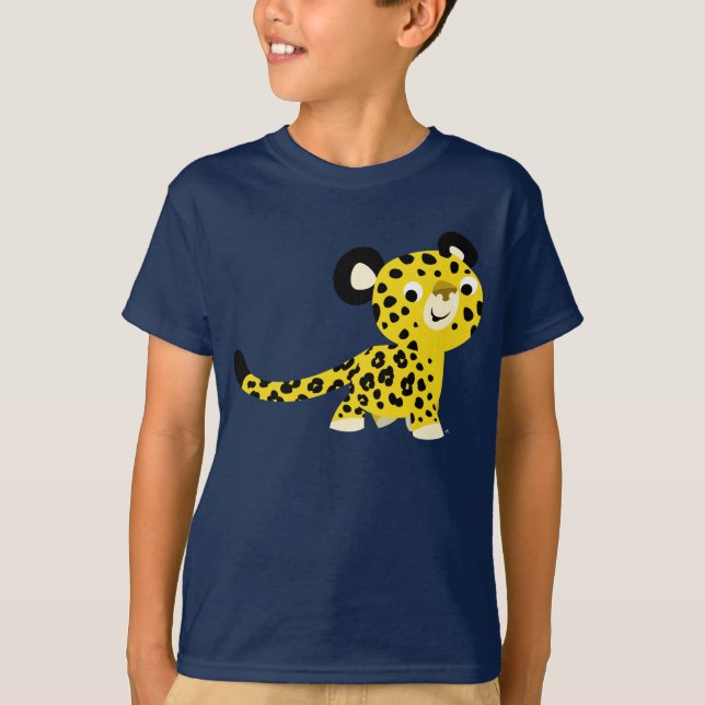 För Leopardbarn för gullig tecknad vänlig T-tröja T Shirt (Framsida)
