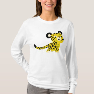 För Leopardkvinnor för gullig tecknad vänlig T-shirt