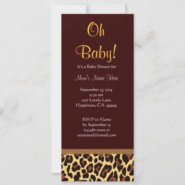 För Leopardtryck för choklad guld- baby shower för Inbjudningar (Framsida)