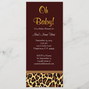 För Leopardtryck för choklad guld- baby shower för Inbjudningar