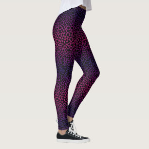För Leopardtryck för vild purpurfärgat mönster Leggings