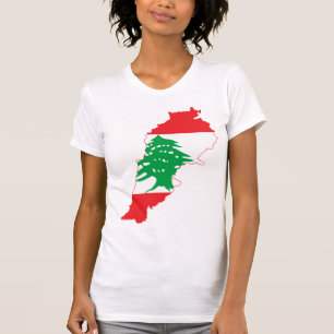 För Libanon för STORT TRYCK karta flagga T Shirt