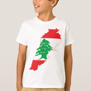 För Libanon för STORT TRYCK karta flagga T Shirt