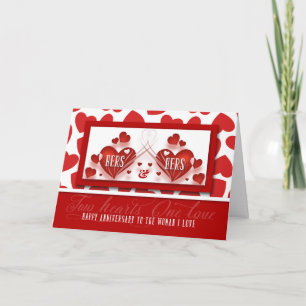 för Life Partner Two Hearts Bröllop-årsdag Kort