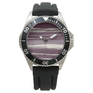 För lilaabstrakt för silver rosa tryck armbandsur