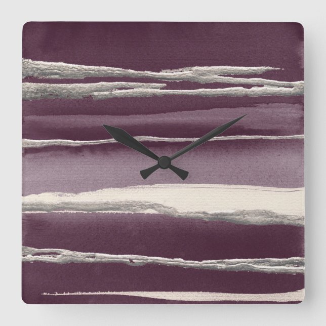 För lilaabstrakt för silver rosa tryck fyrkantig klocka (Framsida)