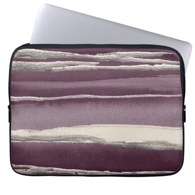 För lilaabstrakt för silver rosa tryck laptop sleeve (Framsidan)