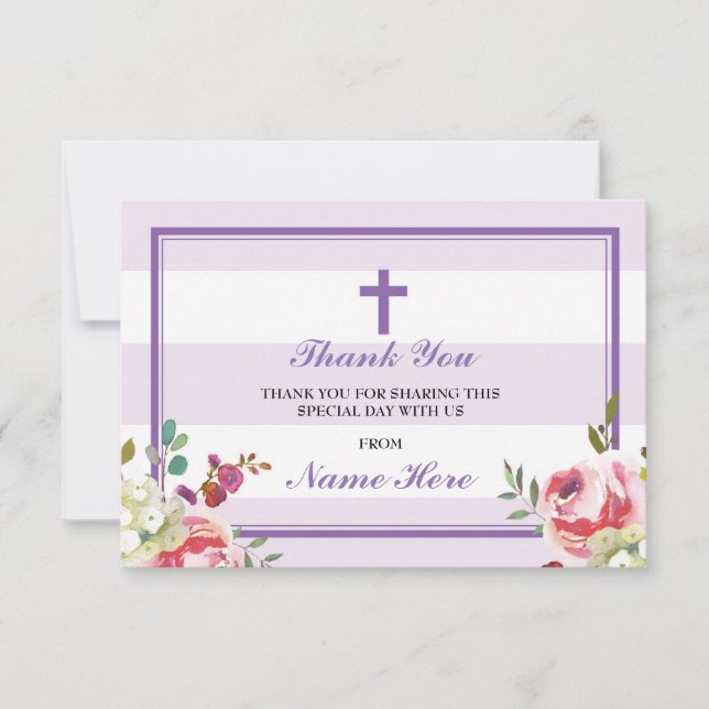 För lilarand för tack religiösa kort för blommigt (Framsida)