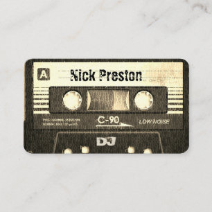 För ljudsignalkassett   DJ för kall Sepia Retro Visitkort