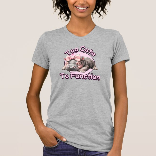 För ljus till funktion Baby Hippo Bow T-Shirt (Framsida)