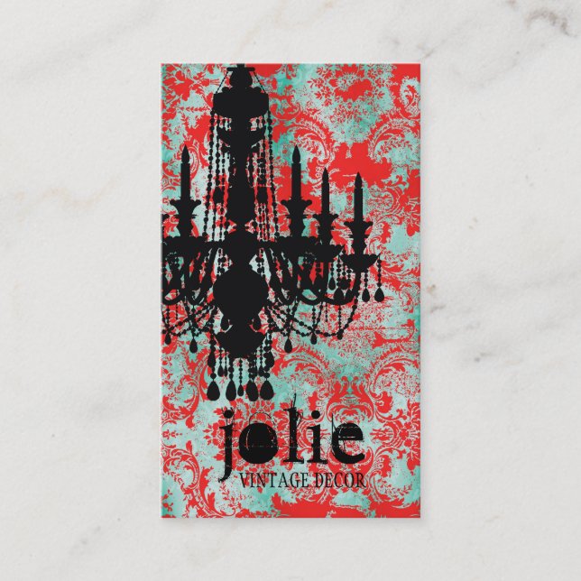 För ljuskronaturkos för GC | Jolie röd damast Visitkort (Framsida)