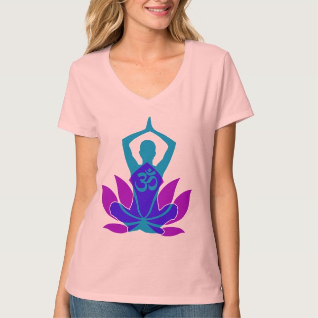 För lotusblommablomma för OM Namaste andlig Yoga Tee (Framsida)