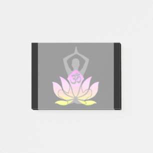 För lotusblommablomma för OM Namaste poserar Post-it Block