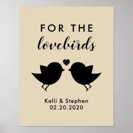 För Lovebird-skylten för Bröllop-fågelutsäde Poster