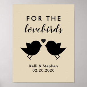 För Lovebird-skylten för Bröllop-fågelutsäde Poster