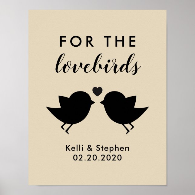 För Lovebird-skylten för Bröllop-fågelutsäde Poster (Framsidan)