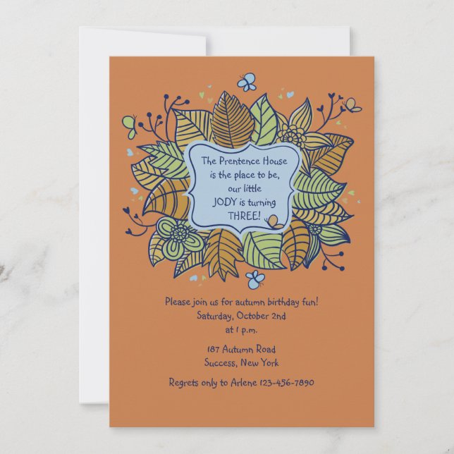 För lövnedgånginbjudan inbjudningar (Framsida)