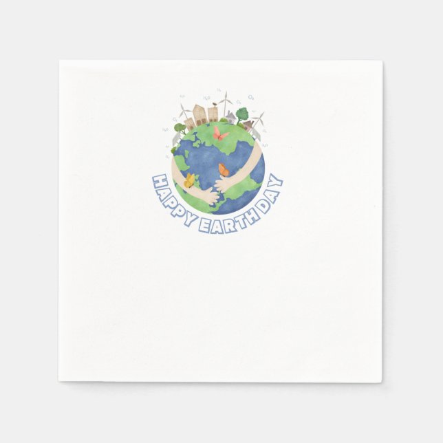 För Lycklig Earth Day Napkins Pappersservett (Framsidan)