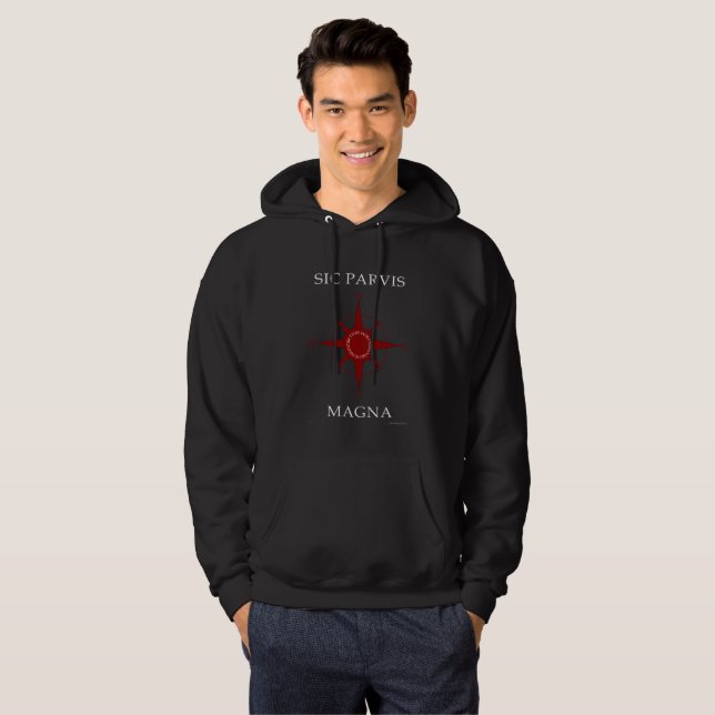 För Magnasvart för Sic Parvis grundläggande manar Hoodie (Hel framsida)