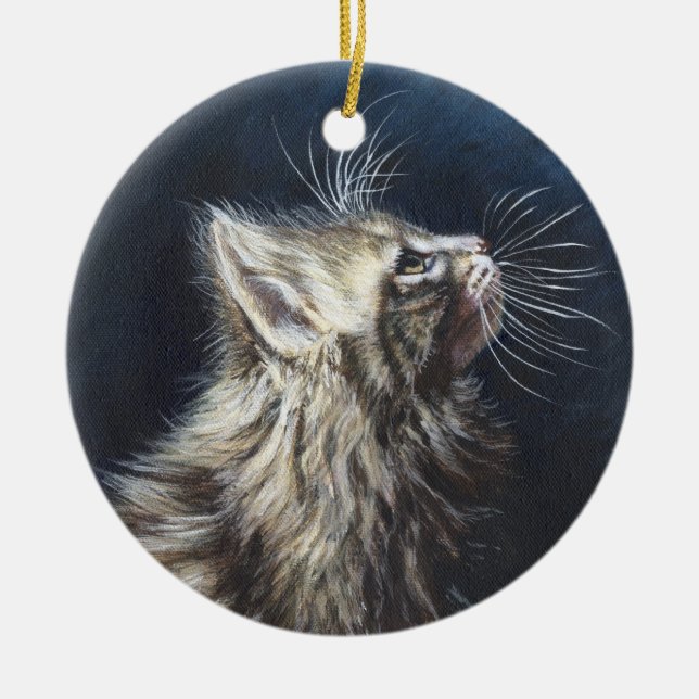 För Maine Coone för ängel ljus konst för målning Julgransprydnad Keramik (Framsidan)