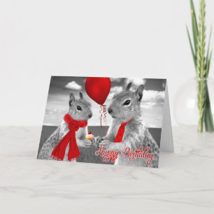 för Make Birthday Cute och Romantic Squirrels Kort