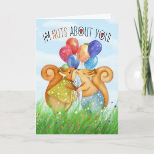 för Make Cute Kissing Squirrels Birthday Kort