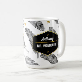 För Make på Fars dag. Feather Mönster Kaffemugg