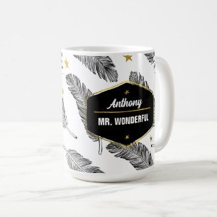 För Make på Fars dag. Feather Mönster Kaffemugg