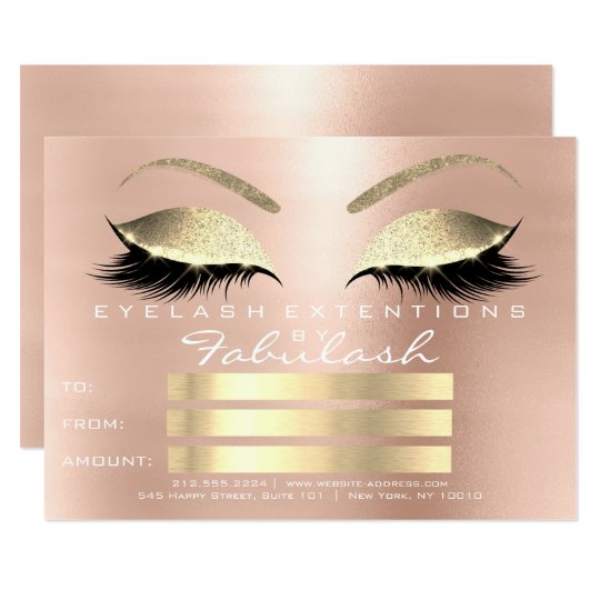 För Makeupcertifikat för lyxiga snärtar rosa guld- 11,4 X 15,9 Cm Inbjudningskort