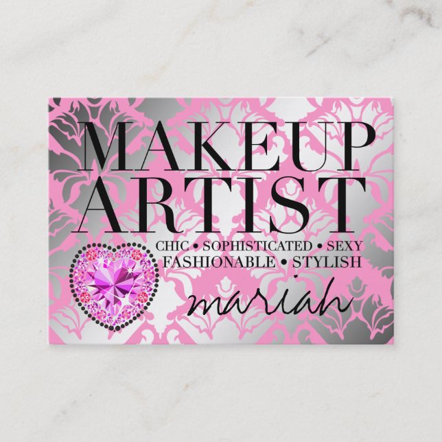 För Makeupkonstnär för 311 Tres chic hjärta för Visitkort (Framsida)
