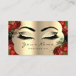 För Makeupkonstnär för guld svart röd ros för Visitkort
