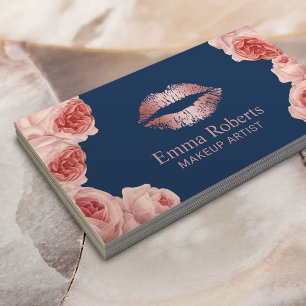 För Makeupkonstnär för modern rosa guld- läppa Visitkort