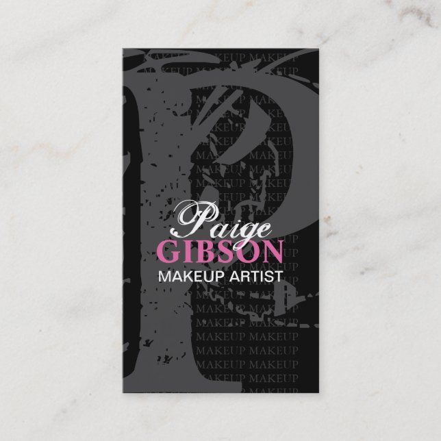 För MAKEUPKONSTNÄR för Monogram "P" - VISITKORT (Framsida)