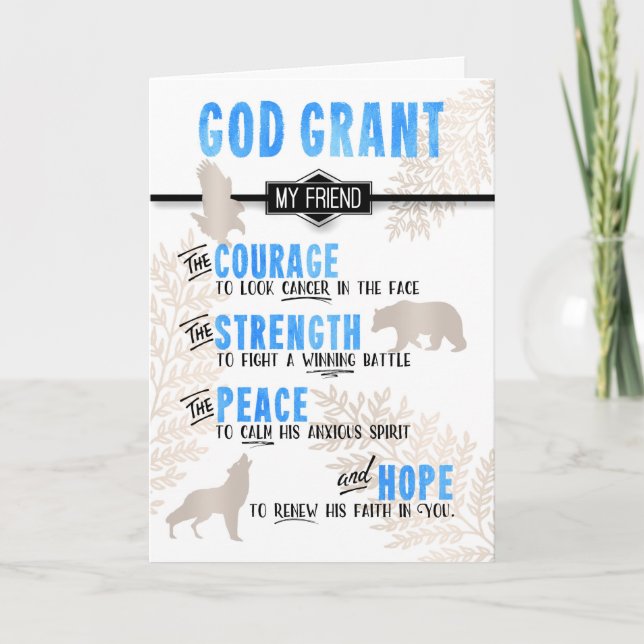 för Male Friend Fighting Cancer Blue Prayer Kort (Framsida)