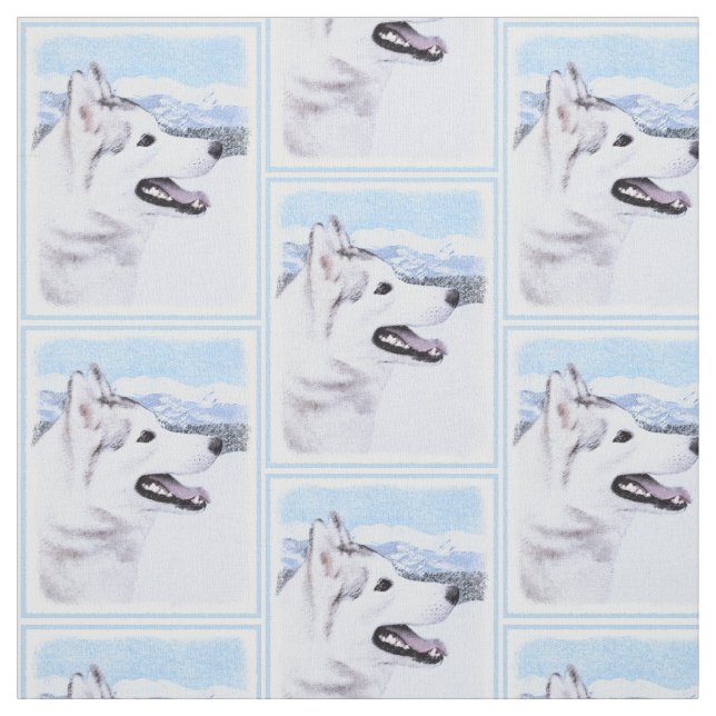 För målninghund för siberian husky (silver och tyg (Provkarta)