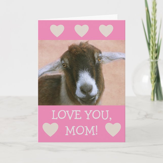 För Mamma Cute Goat Valentine Helgkort (Framsida)