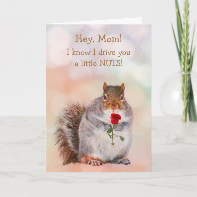 För Mamma Funny Squirrel Birthday Kort (Framsida)