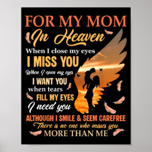 För mamma i himlen när jag sluter ögonen saknar ja poster