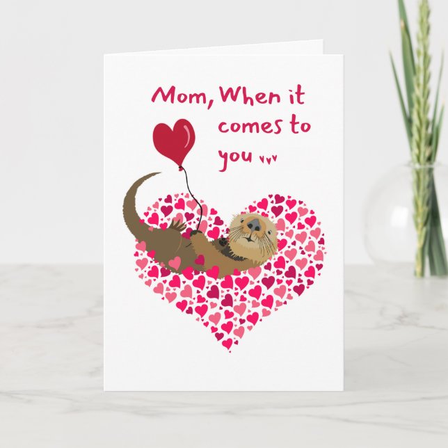 För Mamma Otter Valentindagen i Heart Bassäng Kort (Framsida)