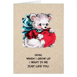 För Mamma på Mors dag. Söt Nalle Hälsningskort