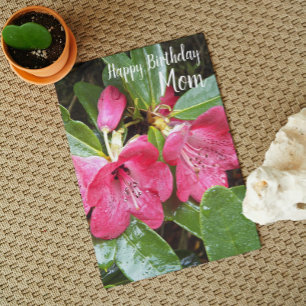 För Mamma Red Rhododendrons Blommigt Birthday Kort