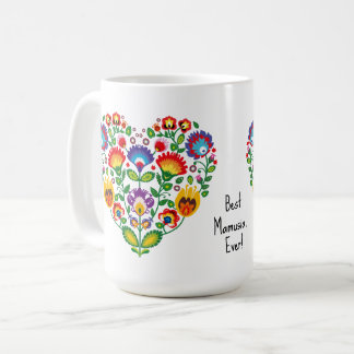 För MAMMA💗Söt polsk folk Wycinanki hjärta Kaffemugg